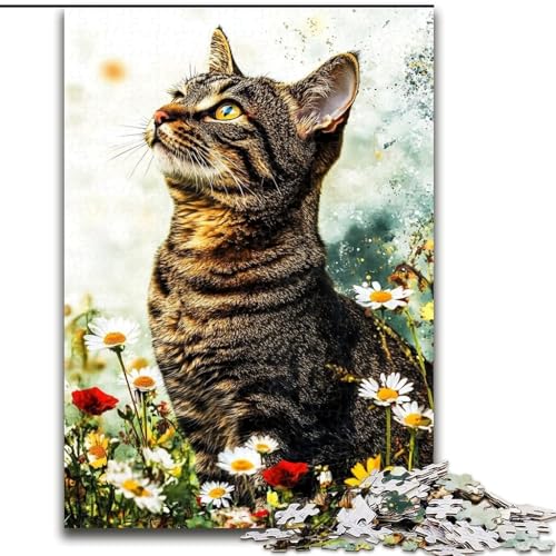 Puzzle für Teenager, 1000 Blumen und Katzen, Lernspiele, Heimdekoration, ganze Familie (Größe 26x38cm) von RZFWJL