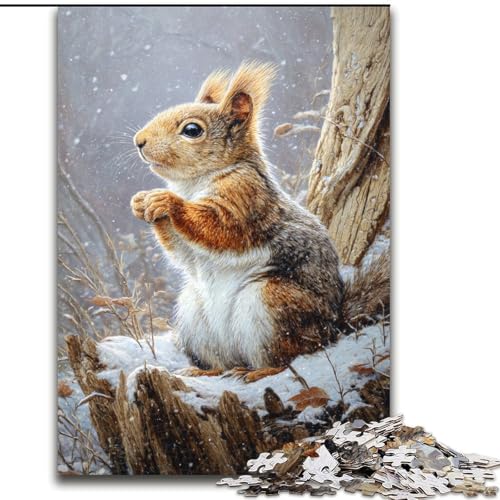 Puzzle für Teenager, 1000 Eichhörnchen im Winter, Lernspiele, Heimdekoration, ganze Familie (Größe 50x75cm) von RZFWJL
