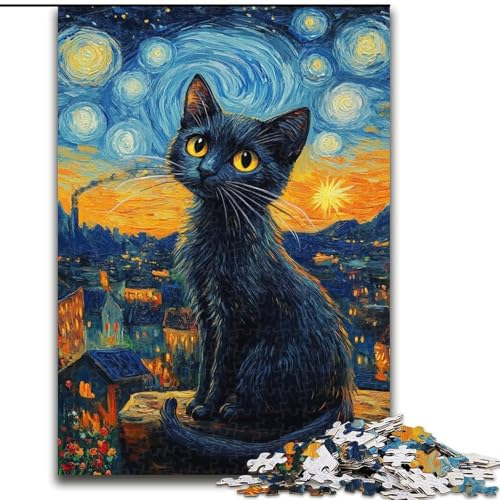 Puzzle für Teenager, 1000 Katzen unter dem Nachthimmel, Lernspiele, Heimdekoration, ganze Familie (Größe 26x38cm) von RZFWJL