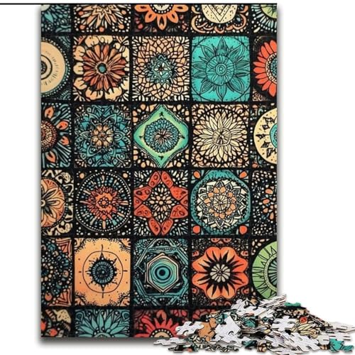 Puzzle für Teenager, 1000 Mandala-Blumencollagen, Lernspiele, Heimdekoration, ganze Familie (Größe 50x75cm) von RZFWJL