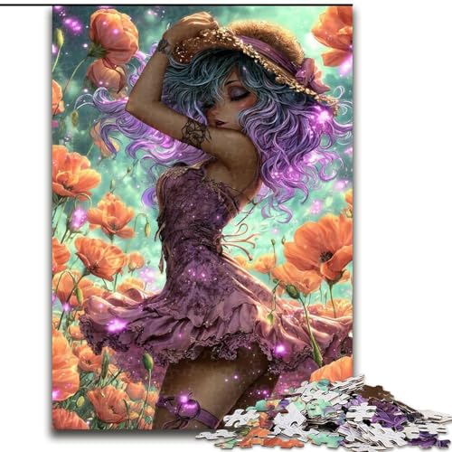 Puzzle für Teenager, 1000 Mohnmädchen, Lernspiele, Heimdekoration, ganze Familie (Größe 50x75cm) von RZFWJL