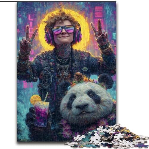 Puzzle für Teenager, 1000 Panda-Kunst, Lernspiele, Heimdekoration, ganze Familie (Größe 26x38cm) von RZFWJL