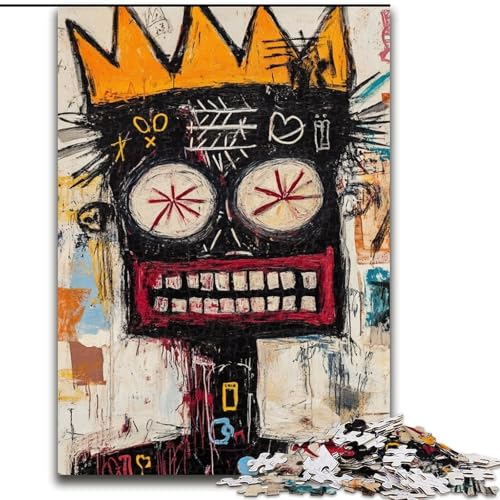 Puzzle für Teenager, 1000 Puzzles im Basquiat-Stil, König, Lernspiele, Heimdekoration, ganze Familie (Größe 26x38cm) von RZFWJL