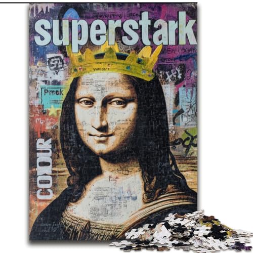 Puzzle für Teenager, 1000 Puzzleteile, Mona Lisa ist lustig, für und ab 14 Jahren, pädagogisches Lernspielzeug, Familienspiele, Geburtstagsgeschenk (Größe 50x75cm) von RZFWJL