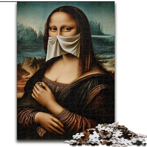 Puzzle für Teenager, 1000 Puzzleteile, abstrakte Mona Lisa, für und ab 14 Jahren, pädagogisches Lernspielzeug, Familienspiele, Geburtstagsgeschenk (Größe 50x75cm) von RZFWJL