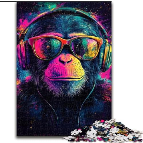 Puzzle für Teenager, 1000 Teile, AFFE, Familienspiel, Stressabbau, schwierige Herausforderung, EIN Kunstwerk für Kinder ab 14 Jahren (Größe 26x38cm) von RZFWJL