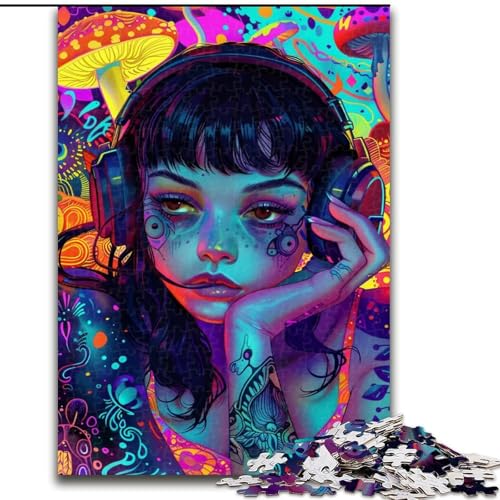 Puzzle für Teenager, 1000 Teile, Anime-Puzzle Psychedelic Girl, Stressabbau, schwierige Herausforderung, Wichtelgeschenke für Kinder ab 14 Jahren (Größe 50x75cm) von RZFWJL