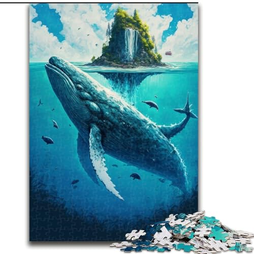 Puzzle für Teenager, 1000 Teile, Blauwal-Gemälde, Stressabbau, schwierige Herausforderung, Wichtelgeschenke für Kinder ab 14 Jahren (Größe 50x75cm) von RZFWJL