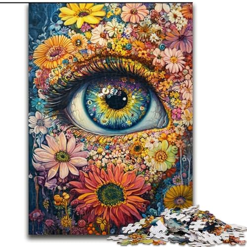 Puzzle für Teenager, 1000 Teile, Blumenaugen, Familienspiel, Stressabbau, schwierige Herausforderung, EIN Kunstwerk für Kinder ab 14 Jahren (Größe 50x75cm) von RZFWJL