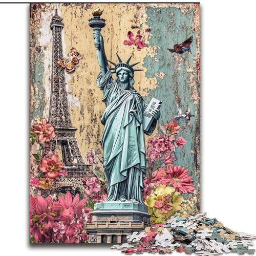 Puzzle für Teenager, 1000 Teile, Freiheitsstatue, Dekomprimierendes intellektuelles Lernspielzeug, Geburtstagsgeschenk, Geschenke (Größe 50x75cm) von RZFWJL