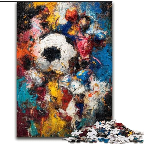 Puzzle für Teenager, 1000 Teile, Fußball, Familienspiel, Stressabbau, schwierige Herausforderung, EIN Kunstwerk für Kinder ab 14 Jahren (Größe 26x38cm) von RZFWJL
