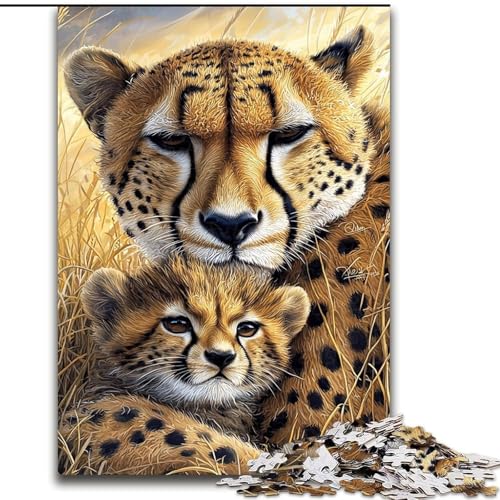 Puzzle für Teenager, 1000 Teile, Gepard, Dekomprimierendes intellektuelles Lernspielzeug, Geburtstagsgeschenk, Geschenke (Größe 26x38cm) von RZFWJL