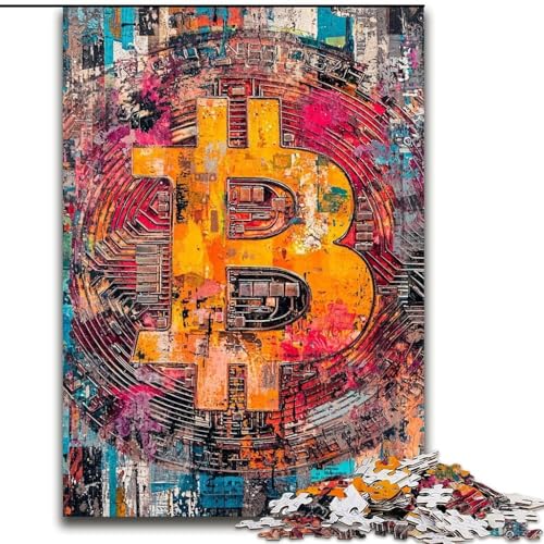 Puzzle für Teenager, 1000 Teile, Graffiti Bitcoin, Familienspiel, Stressabbau, schwierige Herausforderung, EIN Kunstwerk für Kinder ab 14 Jahren (Größe 26x38cm) von RZFWJL