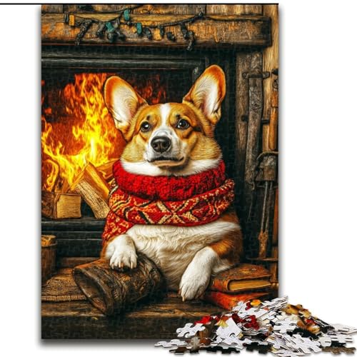 Puzzle für Teenager, 1000 Teile, Happy Corgi, Stressabbau, schwierige Herausforderung, Wichtelgeschenke für Kinder ab 14 Jahren (Größe 50x75cm) von RZFWJL