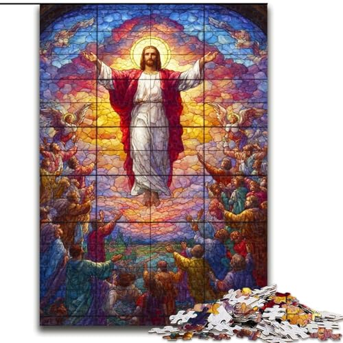 Puzzle für Teenager, 1000 Teile, Jesus-Kunst, Stressabbau, schwierige Herausforderung, Wichtelgeschenke für Kinder ab 14 Jahren (Größe 50x75cm) von RZFWJL