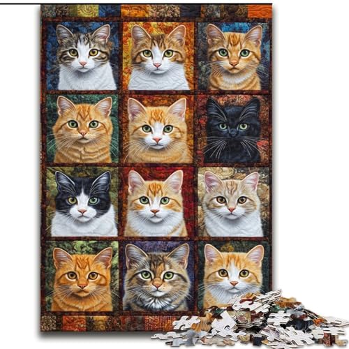Puzzle für Teenager, 1000 Teile, Katzencollage, Stressabbau, schwierige Herausforderung, Wichtelgeschenke für Kinder ab 14 Jahren (Größe 50x75cm) von RZFWJL