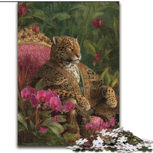 Puzzle für Teenager, 1000 Teile, Leopard, Stressabbau, schwierige Herausforderung, Wichtelgeschenke für Kinder ab 14 Jahren (Größe 50x75cm) von RZFWJL