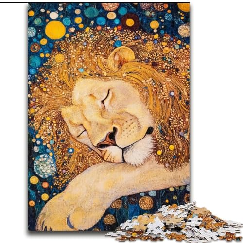 Puzzle für Teenager, 1000 Teile, Löwenkunst, Familienspiel, Stressabbau, schwierige Herausforderung, EIN Kunstwerk für Kinder ab 14 Jahren (Größe 50x75cm) von RZFWJL