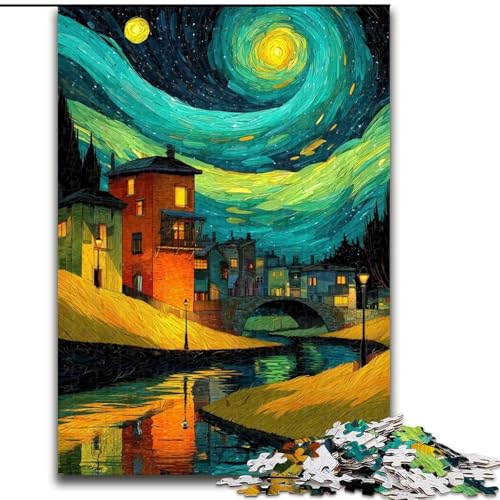 Puzzle für Teenager, 1000 Teile, Nachthimmel-Leuchtturm, Dekomprimierendes intellektuelles Lernspielzeug, Geburtstagsgeschenk, Geschenke (Größe 26x38cm) von RZFWJL