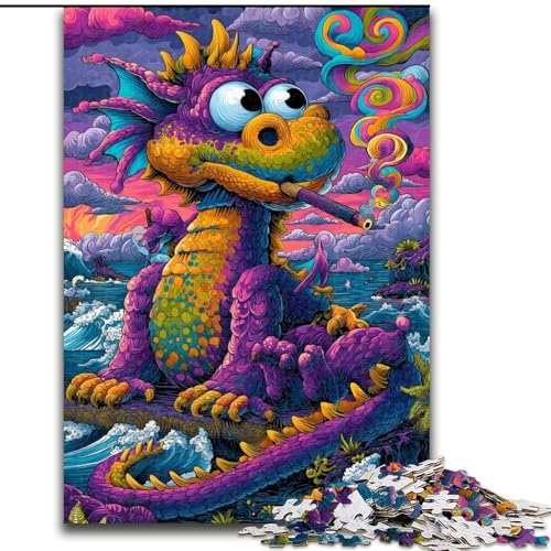 Puzzle für Teenager, 1000 Teile, Psychedelischer Drache, Stressabbau, schwierige Herausforderung, Wichtelgeschenke für Kinder ab 14 Jahren (Größe 26x38cm) von RZFWJL