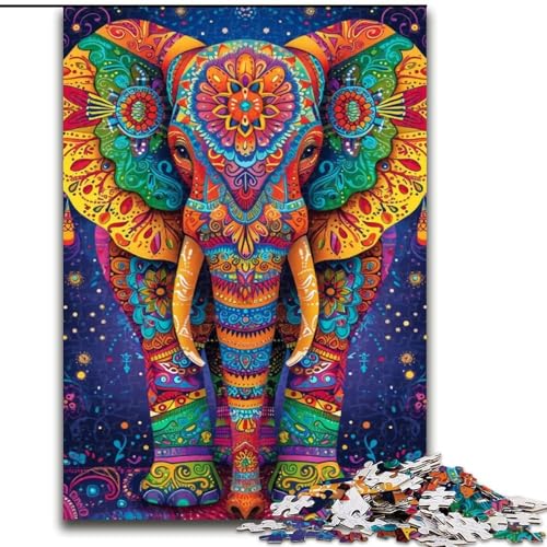 Puzzle für Teenager, 1000 Teile, Psychedelischer Elefant, Lernspiele, Heimdekoration, ganze Familie (Größe 50x75cm) von RZFWJL
