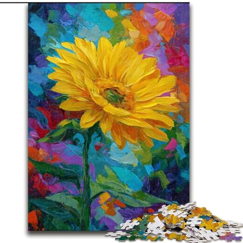 Puzzle für Teenager, 1000 Teile, Sonnenblume, Dekomprimierendes intellektuelles Lernspielzeug, Geburtstagsgeschenk, Geschenke (Größe 50x75cm) von RZFWJL