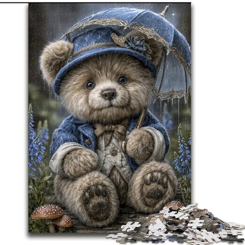 Puzzle für Teenager, 1000 Teile, Teddybär, Stressabbau, schwierige Herausforderung, Wichtelgeschenke für Kinder ab 14 Jahren (Größe 50x75cm) von RZFWJL
