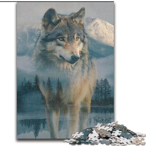 Puzzle für Teenager, 1000 Teile, Tier-Wolf-Kunst, Dekomprimierendes intellektuelles Lernspielzeug, Geburtstagsgeschenk, Geschenke (Größe 26x38cm) von RZFWJL