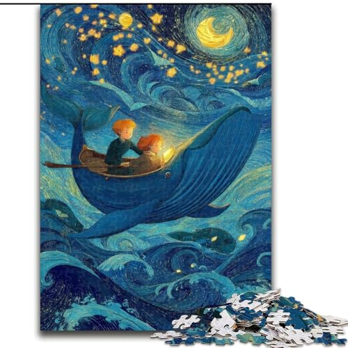 Puzzle für Teenager, 1000 Teile, Weltraumwal, Familienspiel, Stressabbau, schwierige Herausforderung, EIN Kunstwerk für Kinder ab 14 Jahren (Größe 26x38cm) von RZFWJL