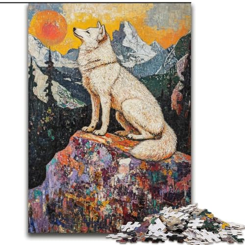 Puzzle für Teenager, 1000 Teile, Wolfskunst, Stressabbau, schwierige Herausforderung, Wichtelgeschenke für Kinder ab 14 Jahren (Größe 26x38cm) von RZFWJL