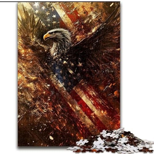 Puzzle für Teenager, 1000 Teile, amerikanische Flagge, Adler, Lernspiele, Heimdekoration, ganze Familie (Größe 26x38cm) von RZFWJL