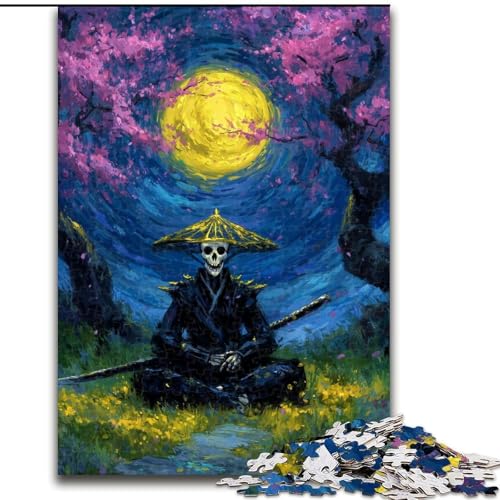Puzzle für Teenager, 1000 Teile, geheimnisvoller Skelett-Ninja, Familienspiel zum Stressabbau, schwierige Herausforderung, EIN Kunstwerk für Kinder ab 14 Jahren (Größe 50x75cm) von RZFWJL