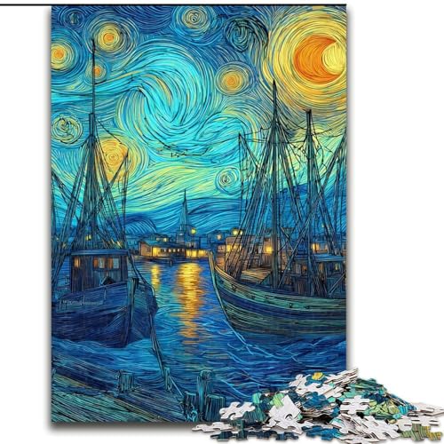 Puzzle für Teenager, 1000 Van Gogh-Nachthimmel, Lernspiele, Heimdekoration, ganze Familie (Größe 26x38cm) von RZFWJL