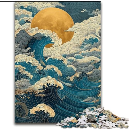 Puzzle für Teenager, 1000 Wellen im japanischen Stil, Lernspiele, Heimdekoration, ganze Familie (Größe 50x75cm) von RZFWJL