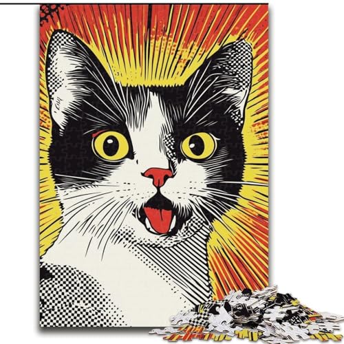 Puzzle für Teenager, 1000 geschockte Katzen, Lernspiele, Heimdekoration, ganze Familie (Größe 26x38cm) von RZFWJL