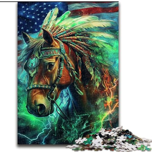 Puzzle für Teenager, 1000 indische Pferde, Lernspiele, Heimdekoration, ganze Familie (Größe 50x75cm) von RZFWJL