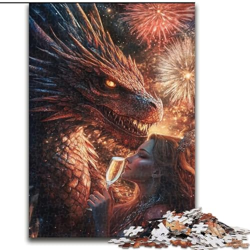 Puzzle für Teenager, 1000-teiliges Puzzle, Fantasy-Drache, Lernspiele, Heimdekoration, geeignet für die Schreibtischdekoration (Größe 26x38cm) von RZFWJL