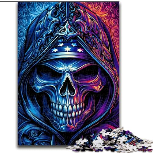 Puzzle für Teenager, 1000-teiliges Puzzle, Flammenschädel, Lernspiele, Heimdekoration, geeignet für die Schreibtischdekoration (Größe 50x75cm) von RZFWJL