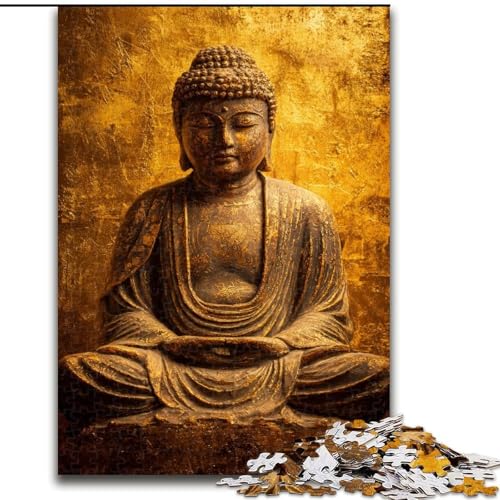 Puzzle für Teenager, 1000-teiliges Puzzle, Goldener Buddha, Stressabbau, schwierige Herausforderung, Heimdekorationsspielzeug (Größe 50x75cm) von RZFWJL