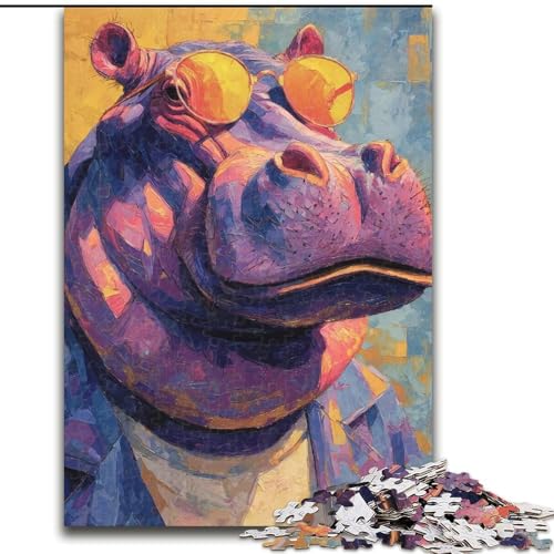 Puzzle für Teenager, 1000-teiliges Puzzle, Nilpferd, Lernspiele, Heimdekoration, geeignet für die Schreibtischdekoration (Größe 50x75cm) von RZFWJL