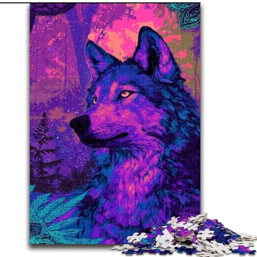 Puzzle für Teenager, 1000-teiliges Puzzle, Psychedelic Wolf, Lernspiele, Heimdekoration, geeignet für die Schreibtischdekoration (Größe 50x75cm) von RZFWJL