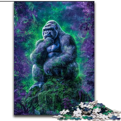 Puzzle für Teenager, 1000-teiliges Puzzle, Psychedelischer Schimpanse, Lernspiele, Heimdekoration, geeignet für die Schreibtischdekoration (Größe 50x75cm) von RZFWJL
