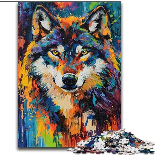 Puzzle für Teenager, 1000-teiliges Puzzle, Wolfskunst, Lernspiele, Heimdekoration, geeignet für die Schreibtischdekoration (Größe 26x38cm) von RZFWJL