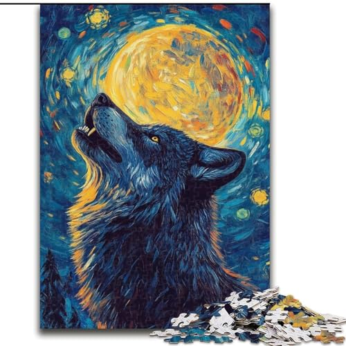 Puzzle für Teenager, 1000-teiliges Puzzle, Wolfskunst, Lernspiele, Heimdekoration, geeignet für die Schreibtischdekoration (Größe 50x75cm) von RZFWJL
