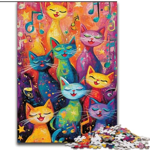 Puzzle für Teenager, 1000-teiliges Puzzle, abstrakte Kunstkatze, Lernspiele, Heimdekoration, geeignet für die Schreibtischdekoration (Größe 50x75cm) von RZFWJL