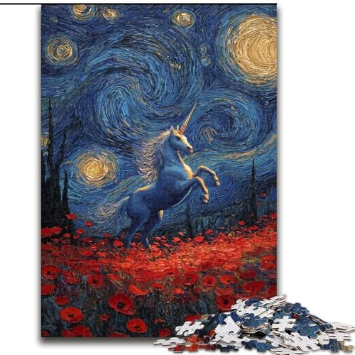 Puzzle für Teenager, 1000-teiliges Puzzle, geheimnisvolles Einhorn, Lernspiele, Heimdekoration, geeignet für die Schreibtischdekoration (Größe 26x38cm) von RZFWJL