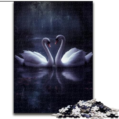 Puzzle für Teenager, 1000-teiliges Puzzle, weißer Schwan, Lernspiele, Heimdekoration, geeignet für die Schreibtischdekoration (Größe 26x38cm) von RZFWJL