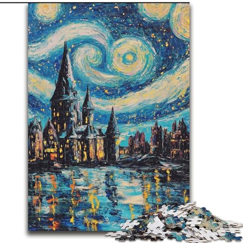 Puzzle für Teenager, 1000-teiliges Puzzle Schloss unter den Sternen, Lernspiele, Heimdekoration, geeignet für die Schreibtischdekoration (Größe 26x38cm) von RZFWJL