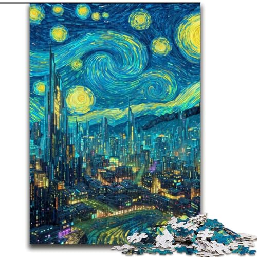 Puzzle für Teenager 1000 Städte unter dem Nachthimmel, Lernspiele, Heimdekoration, ganze Familie (Größe 50x75cm) von RZFWJL