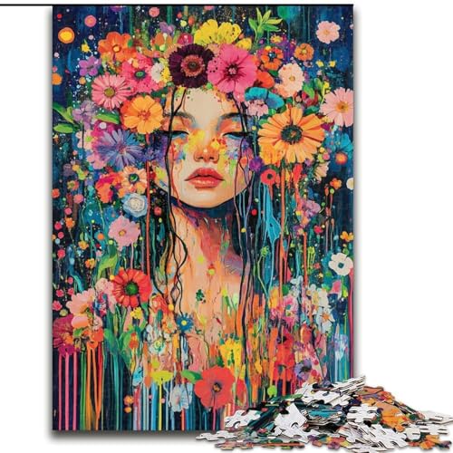 Puzzle für Teenager Blumenfrau, für Kinder ab 14 Jahren, jedes Teil ist einzigartig – lustiges und herausforderndes Spiel für die ganze Familie, tolles Geschenk (Größe 50x75cm) von RZFWJL
